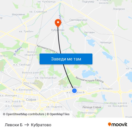 Левски Б to Кубратово map