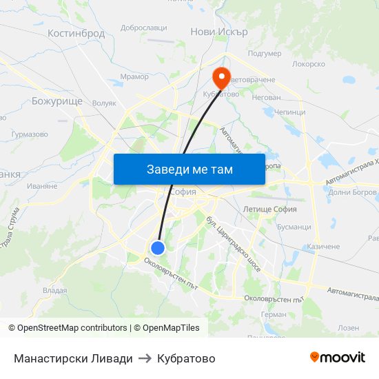 Манастирски Ливади to Кубратово map