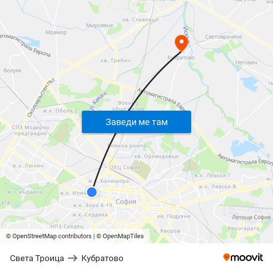 Света Троица to Кубратово map