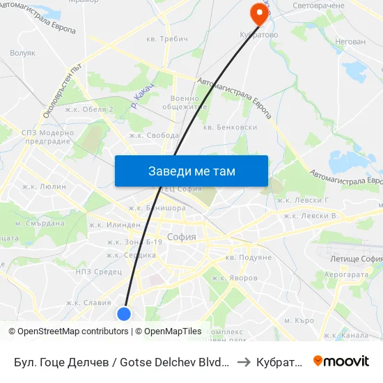 Бул. Гоце Делчев / Gotse Delchev Blvd. (0308) to Кубратово map