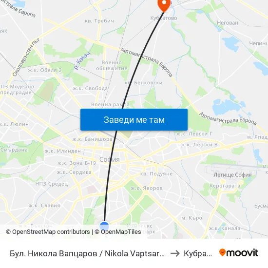 Бул. Никола Вапцаров / Nikola Vaptsarov Blvd. (0344) to Кубратово map
