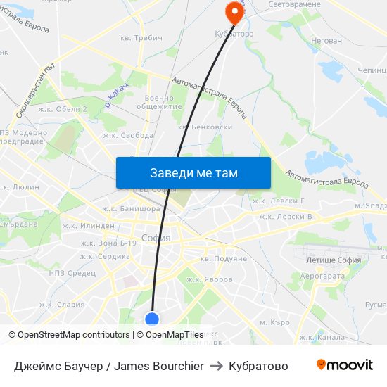 Джеймс Баучер / James Bourchier to Кубратово map