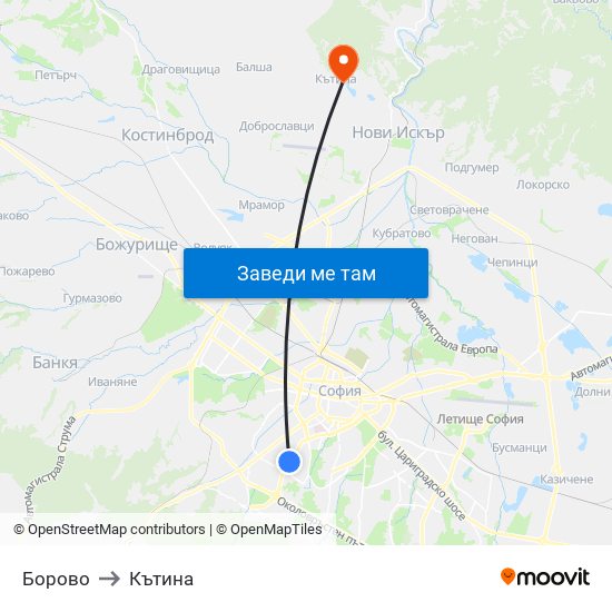 Борово to Кътина map