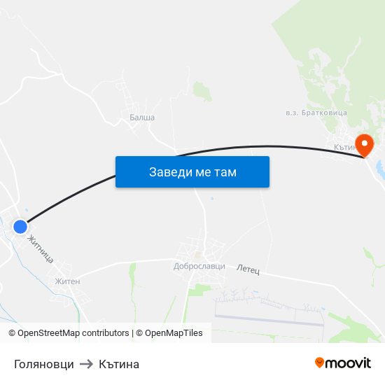 Голяновци to Кътина map