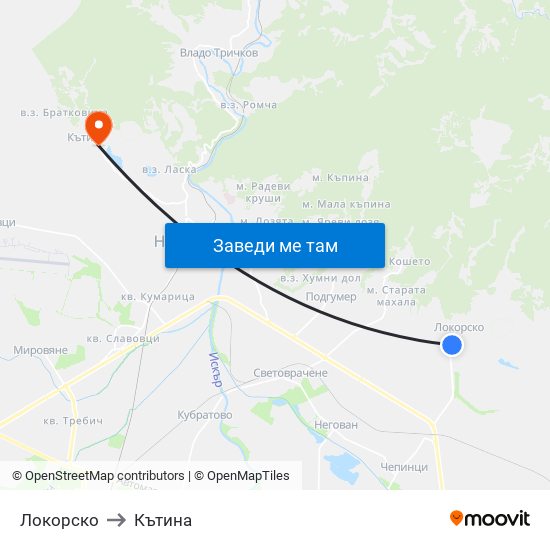 Локорско to Кътина map