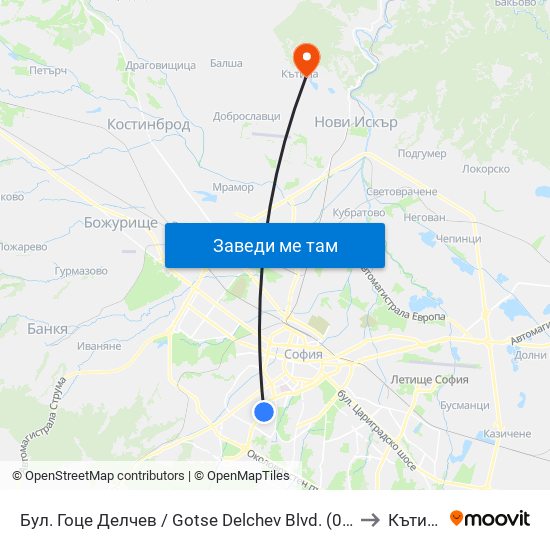 Бул. Гоце Делчев / Gotse Delchev Blvd. (0314) to Кътина map