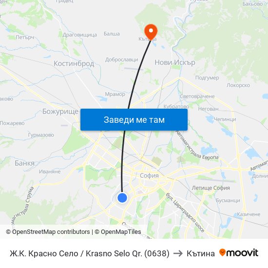 Ж.К. Красно Село / Krasno Selo Qr. (0638) to Кътина map