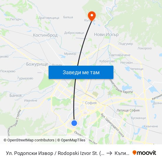 Ул. Родопски Извор / Rodopski Izvor St. (2730) to Кътина map