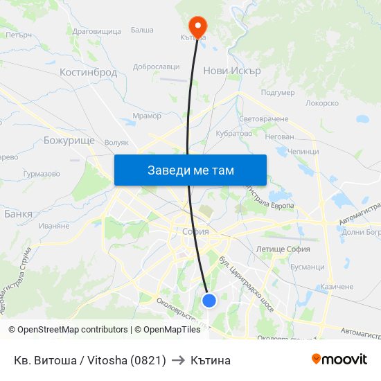 Кв. Витоша / Vitosha (0821) to Кътина map