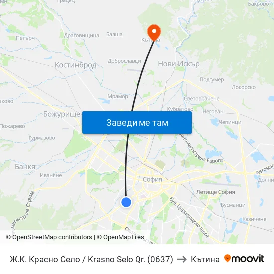 Ⓜ️ Ж.К. Красно Село / Krasno Selo Qr. (0637) to Кътина map