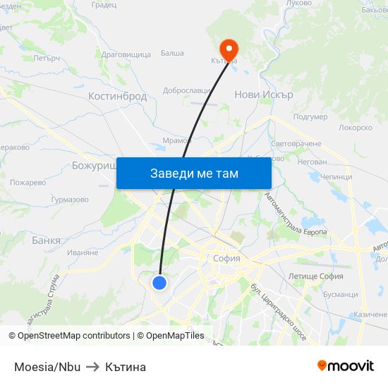 Moesia/Nbu to Кътина map