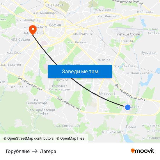 Горубляне to Лагера map