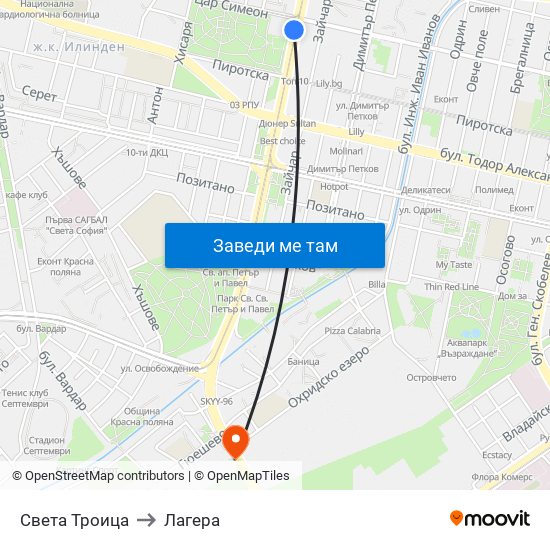 Света Троица to Лагера map