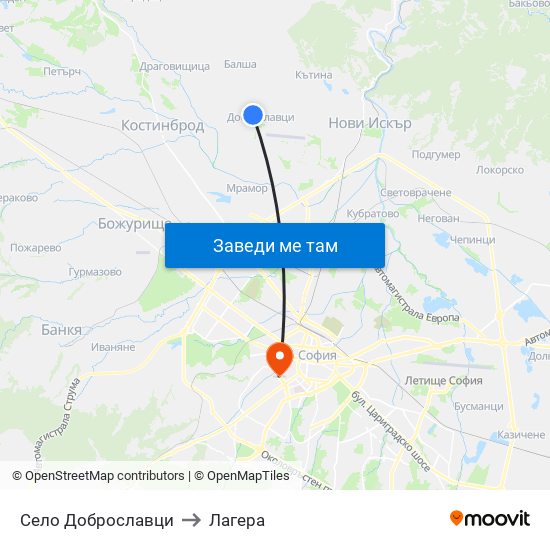 Село Доброславци to Лагера map