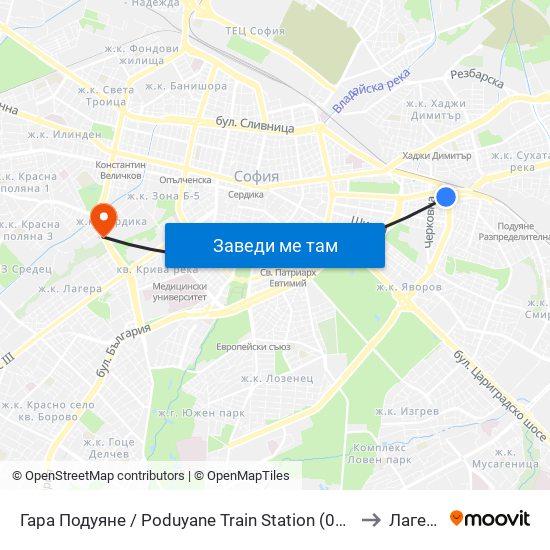 Гара Подуяне / Poduyane Train Station (0468) to Лагера map