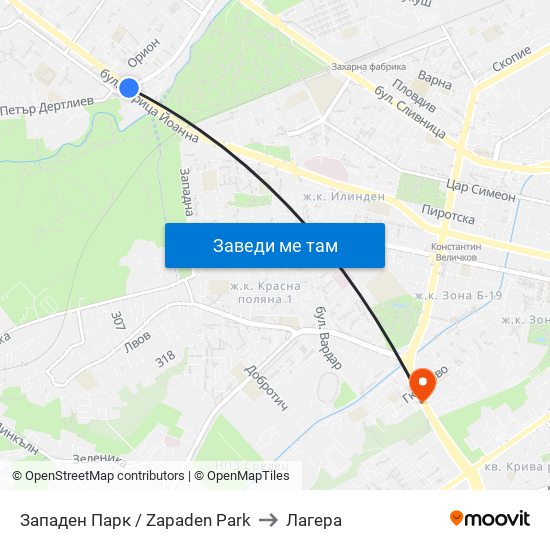 Западен Парк / Zapaden Park to Лагера map