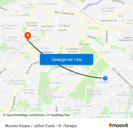 Жолио Кюри / Joliot Curie to Лагера map