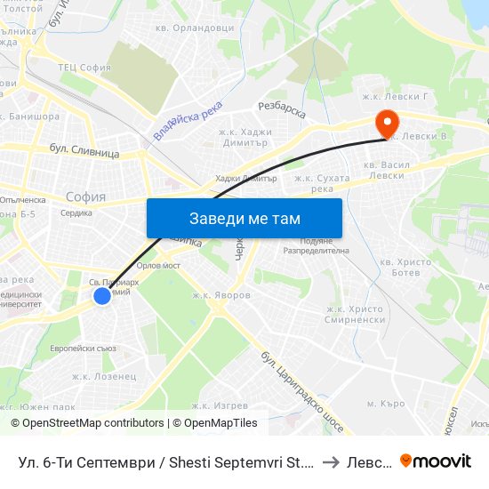 Ул. 6-Ти Септември / Shesti Septemvri St. (1808) to Левски map
