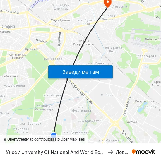 🎓 Унсс / University Of National And World Economy (1692) to Левски map