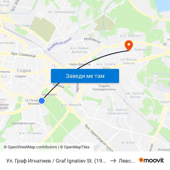 Ул. Граф Игнатиев / Graf Ignatiev St. (1913) to Левски map