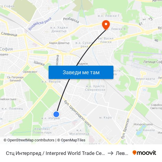 Стц Интерпред / Interpred World Trade Centre (1109) to Левски map