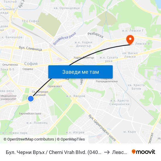 Бул. Черни Връх / Cherni Vrah Blvd. (0401) to Левски map