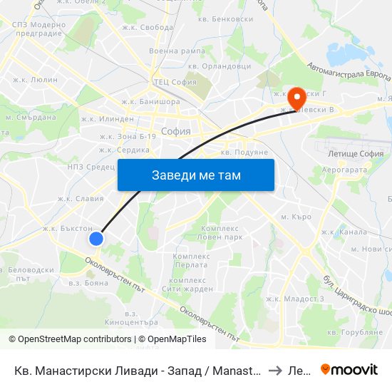 Кв. Манастирски Ливади - Запад / Manastirski Livadi - West Qr. (0582) to Левски map