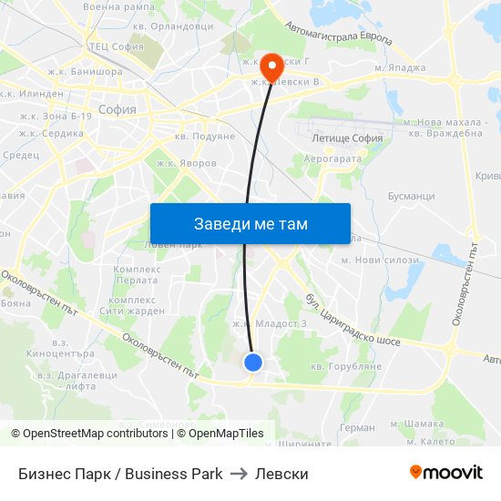Бизнес Парк / Business Park to Левски map
