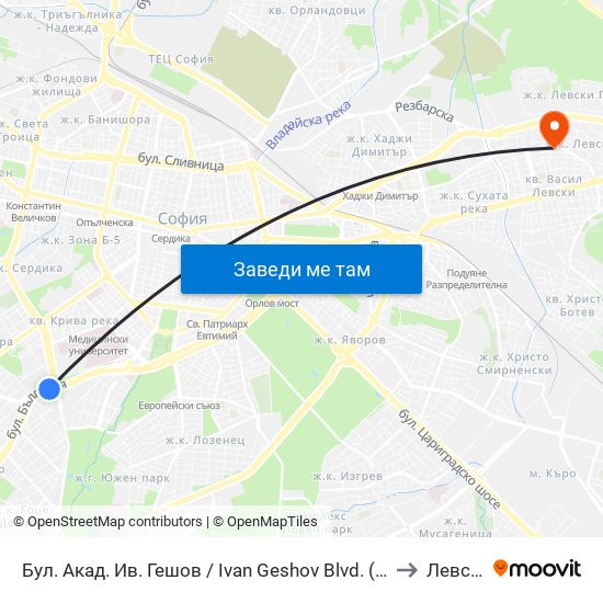 Бул. Акад. Ив. Гешов / Ivan Geshov Blvd. (0275) to Левски map