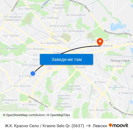 Ж.К. Красно Село / Krasno Selo Qr. (0637) to Левски map