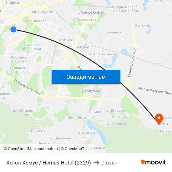 Хотел Хемус / Hemus Hotel (2329) to Лозен map