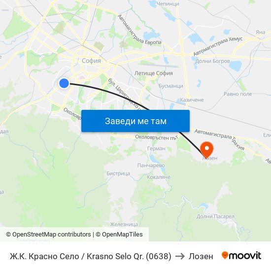 Ж.К. Красно Село / Krasno Selo Qr. (0638) to Лозен map