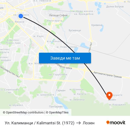 Ул. Калиманци / Kalimantsi St. (1972) to Лозен map