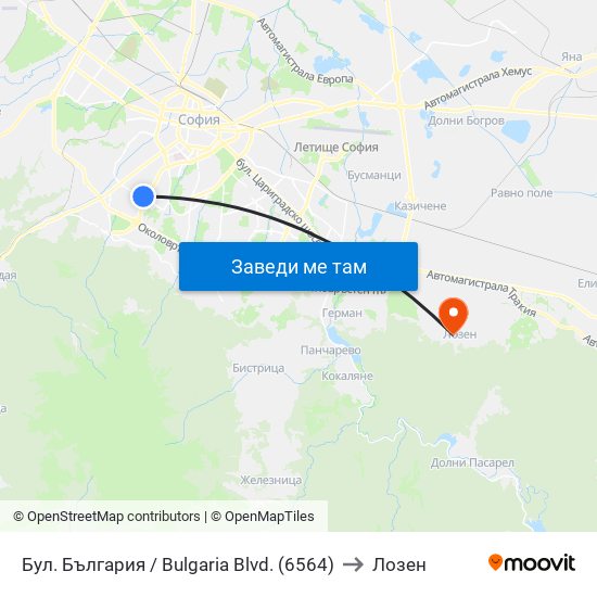 Бул. България / Bulgaria Blvd. (6564) to Лозен map