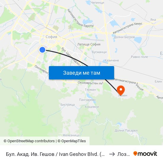 Бул. Акад. Ив. Гешов / Ivan Geshov Blvd. (2804) to Лозен map