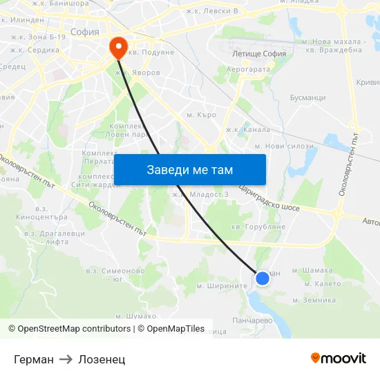 Герман to Лозенец map