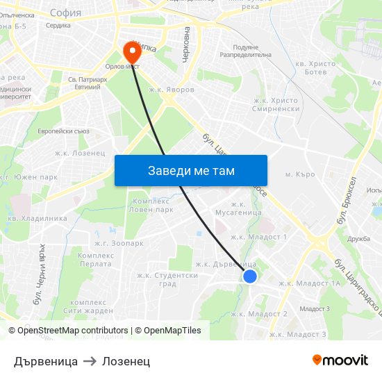 Дървеница to Лозенец map