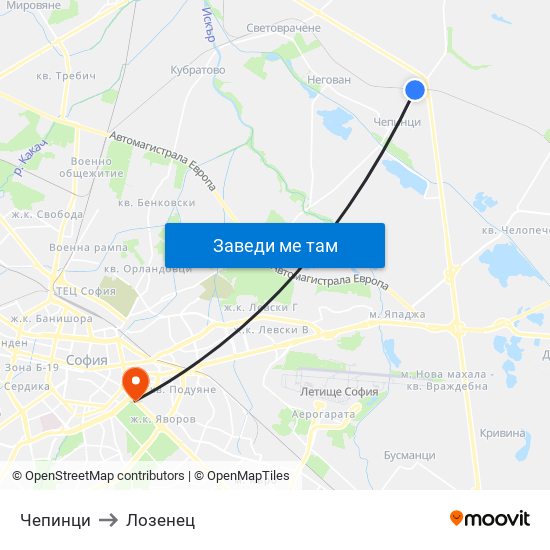 Чепинци to Лозенец map