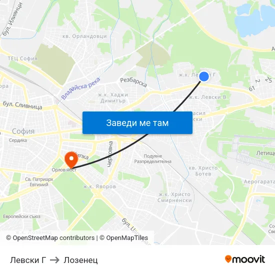 Левски Г to Лозенец map
