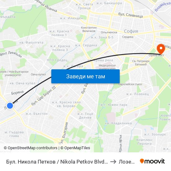 Бул. Никола Петков / Nikola Petkov Blvd. (0350) to Лозенец map