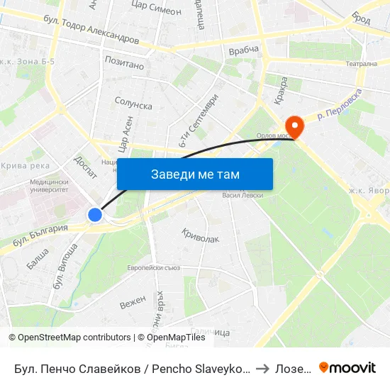 Бул. Пенчо Славейков / Pencho Slaveykov Blvd. (0356) to Лозенец map
