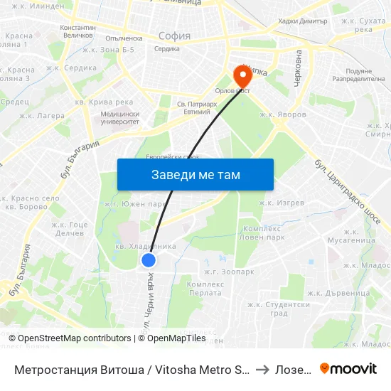 Ⓜ️ Метростанция Витоша / Vitosha Metro Station (2755) to Лозенец map