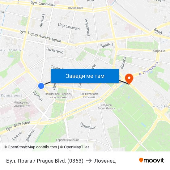 Бул. Прага / Prague Blvd. (0363) to Лозенец map