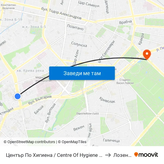 Център По Хигиена / Centre Of Hygiene (2343) to Лозенец map
