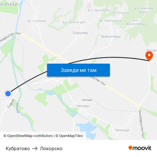 Кубратово to Локорско map