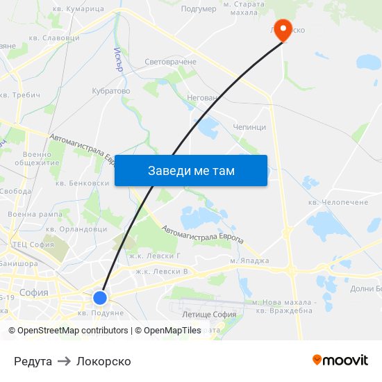 Редута to Локорско map