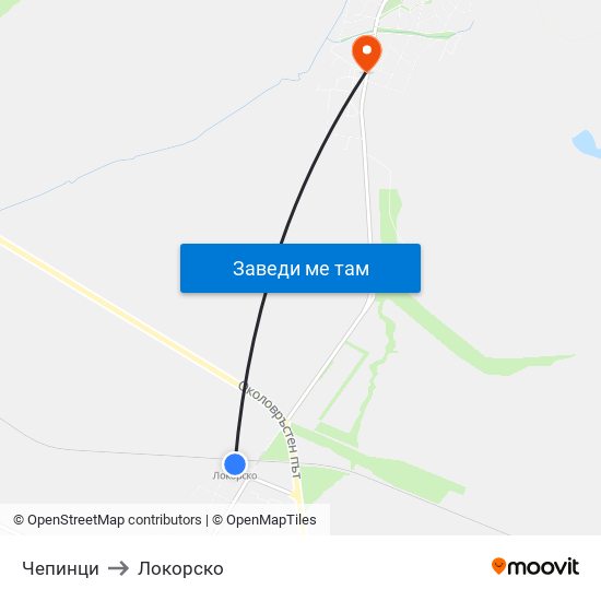 Чепинци to Локорско map