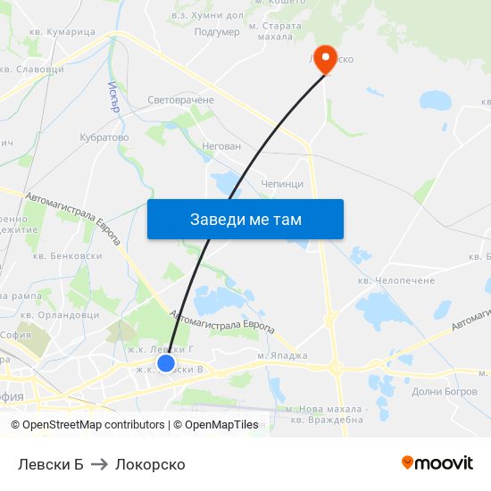 Левски Б to Локорско map
