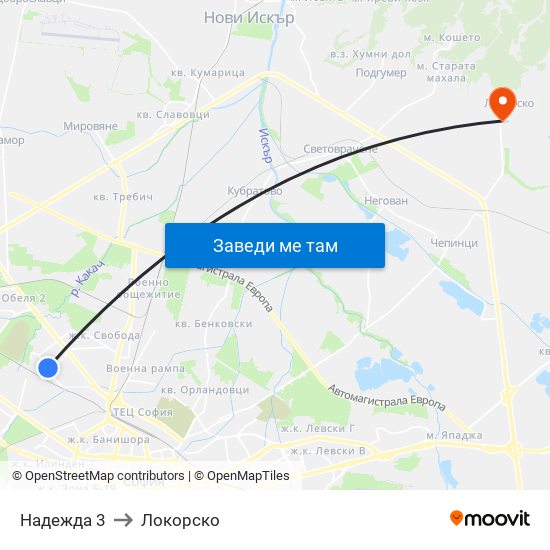 Надежда 3 to Локорско map