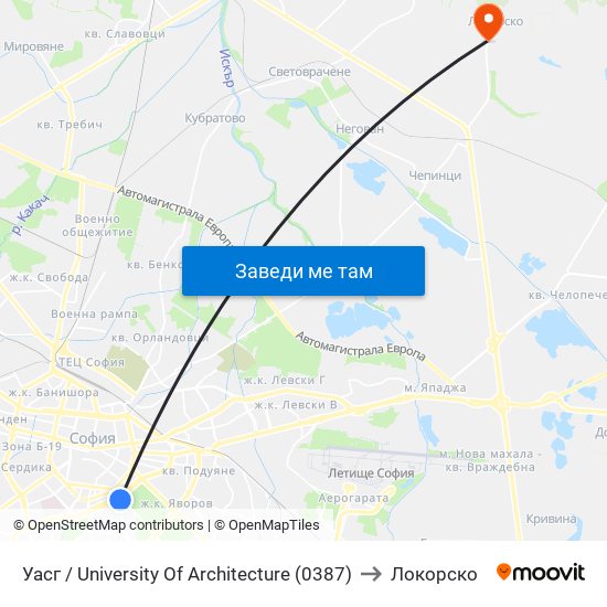 Уасг / University Of Architecture (0387) to Локорско map